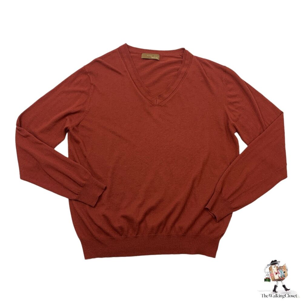 Zara Man Sweater Mens XL Extra Large Rust Orange Lightweight Soft Knit *READ
